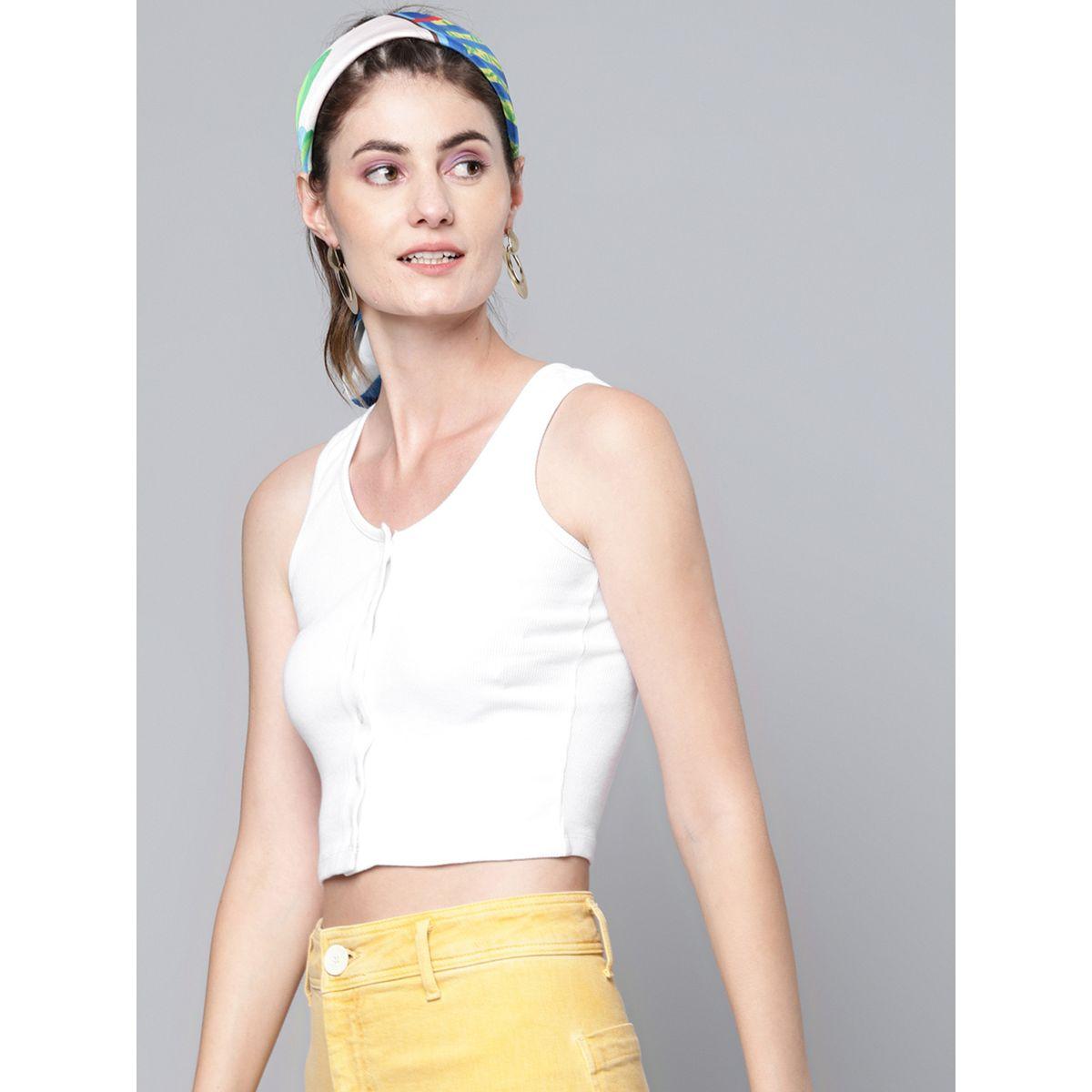 Sassafras X Styli  Ribbed Button Front Sleeveless Crop Top-women-clothing-tshirts-image-2