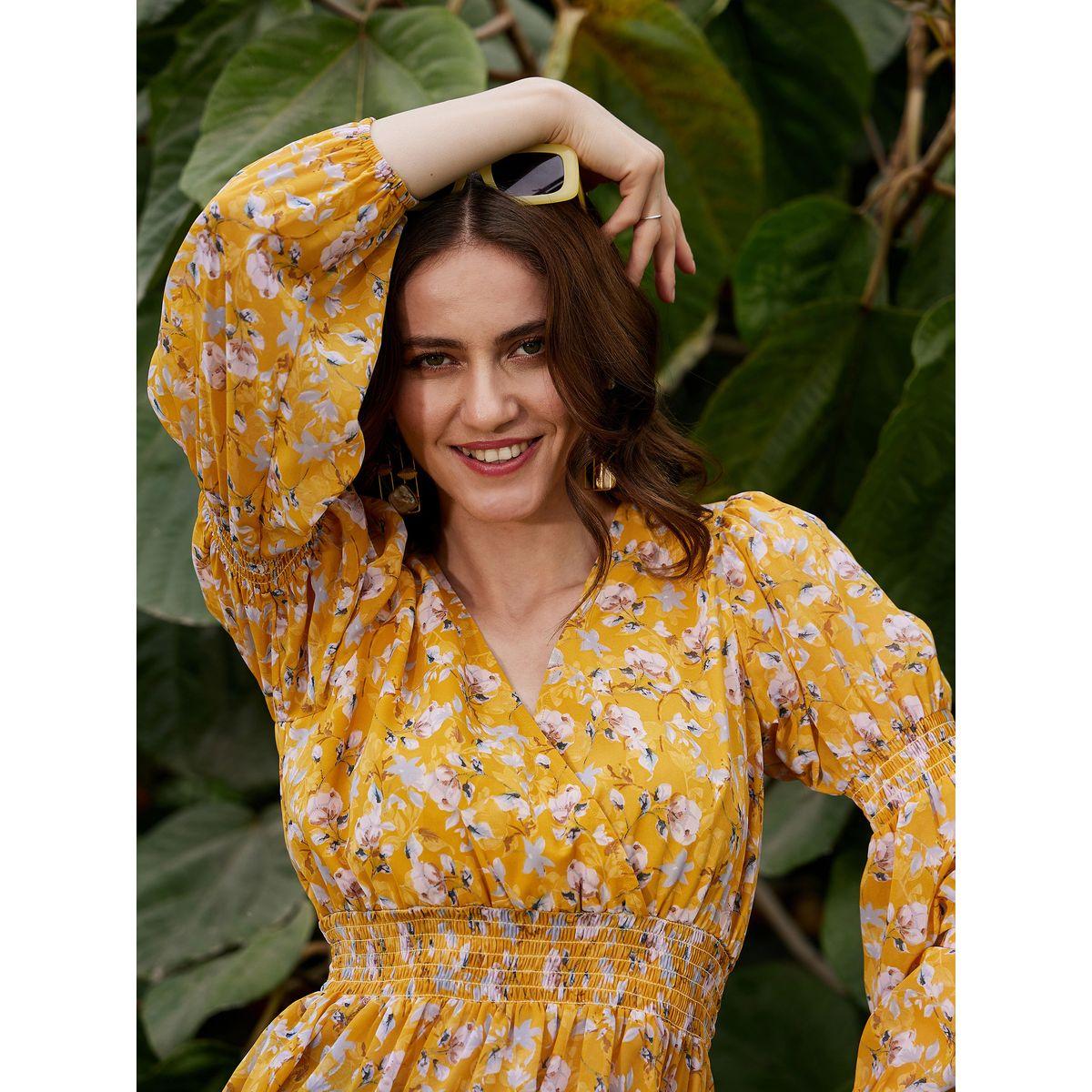 بلوزة بيبلوم مطبعة بطبعة زهور ساسافراس × ستايلي-women-clothing-shirtsandblouses-blouses-image-2