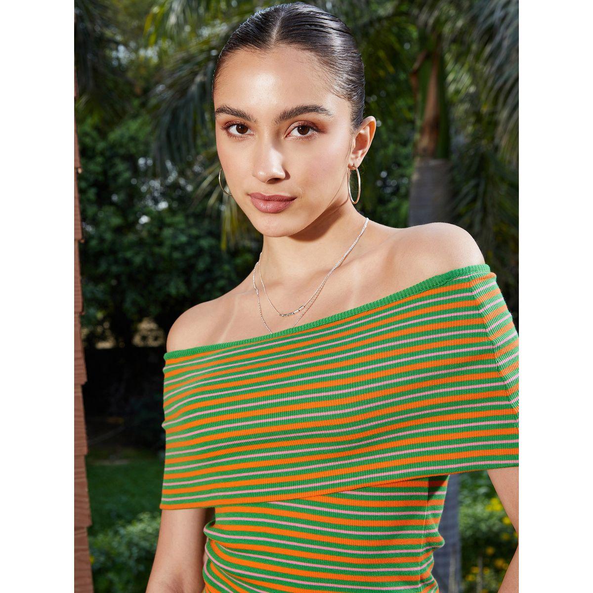 بلوزة بتفاصيل مضلعة واكتاف مكشوفة ساسافراس × ستايلي-women-clothing-shirtsandblouses-blouses-image-2