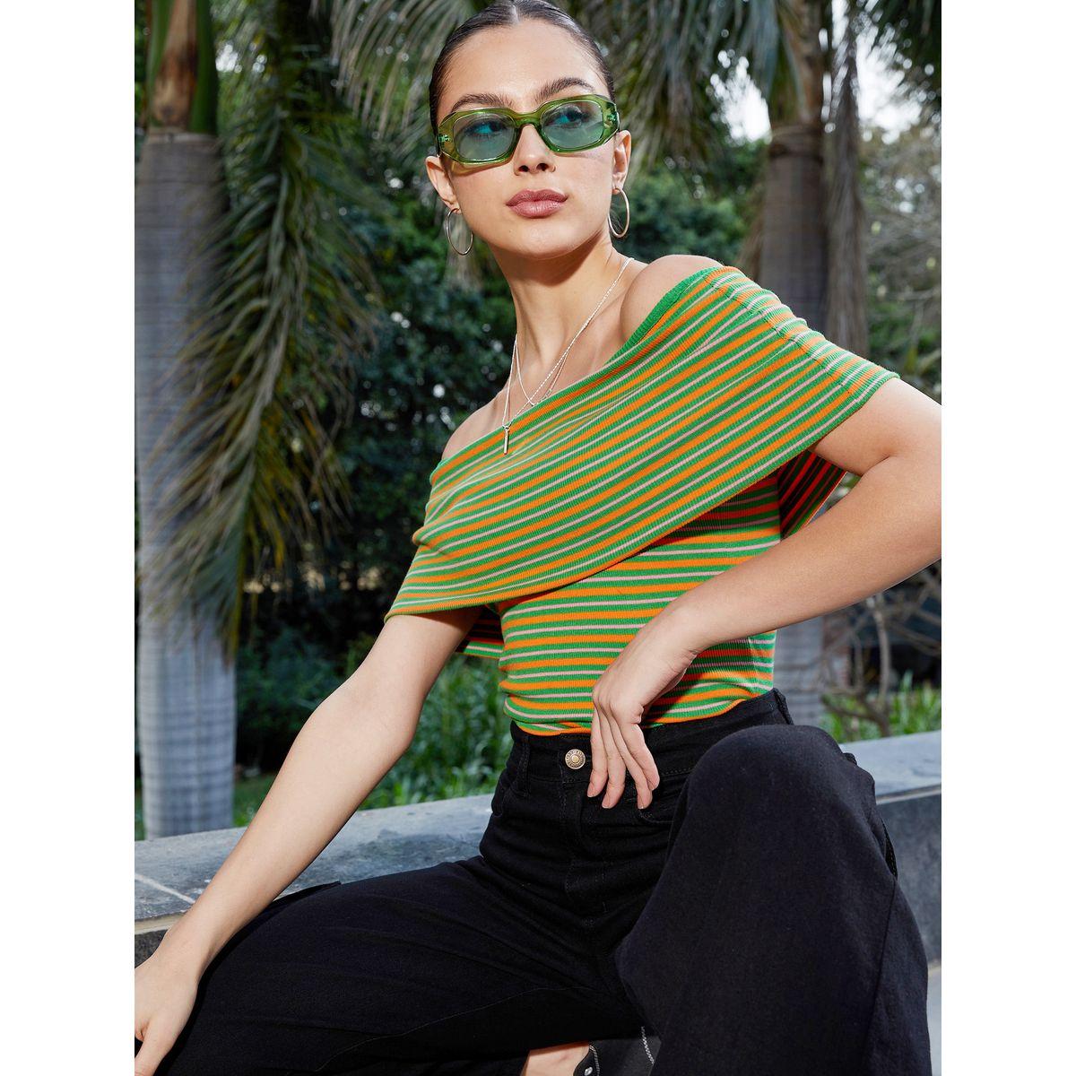بلوزة بتفاصيل مضلعة واكتاف مكشوفة ساسافراس × ستايلي-women-clothing-shirtsandblouses-blouses-image-4