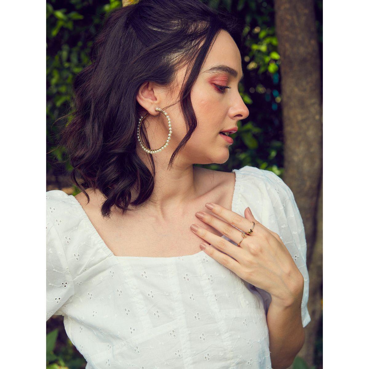 Sassafras X Styli  Schiffli Square Neck Puff Sleeves Top-women-clothing-shirtsandblouses-blouses-image-4