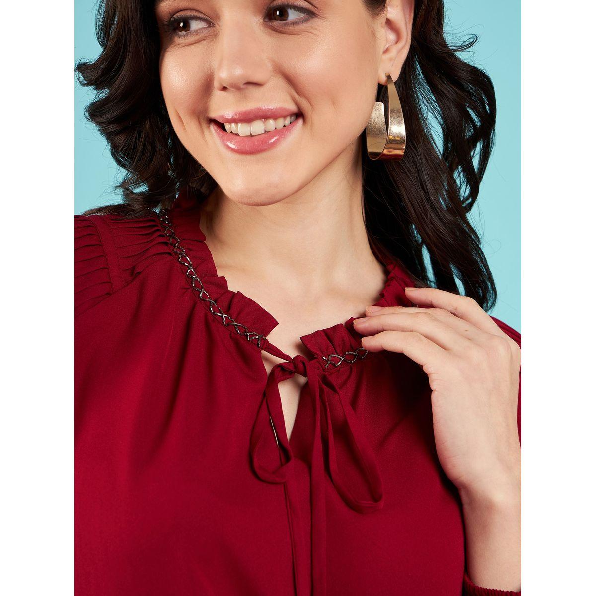 بلوزة باكمام منفوخة مع ياقة بأربطة ساسافراس × ستايلي-women-clothing-shirtsandblouses-blouses-image-4