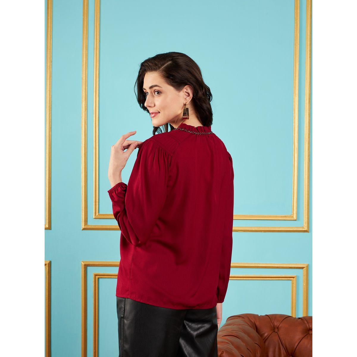 Sassafras X Styli  Embellished Tie Up Neck Top with Puff Sleeves-women-clothing-shirtsandblouses-blouses-image-5