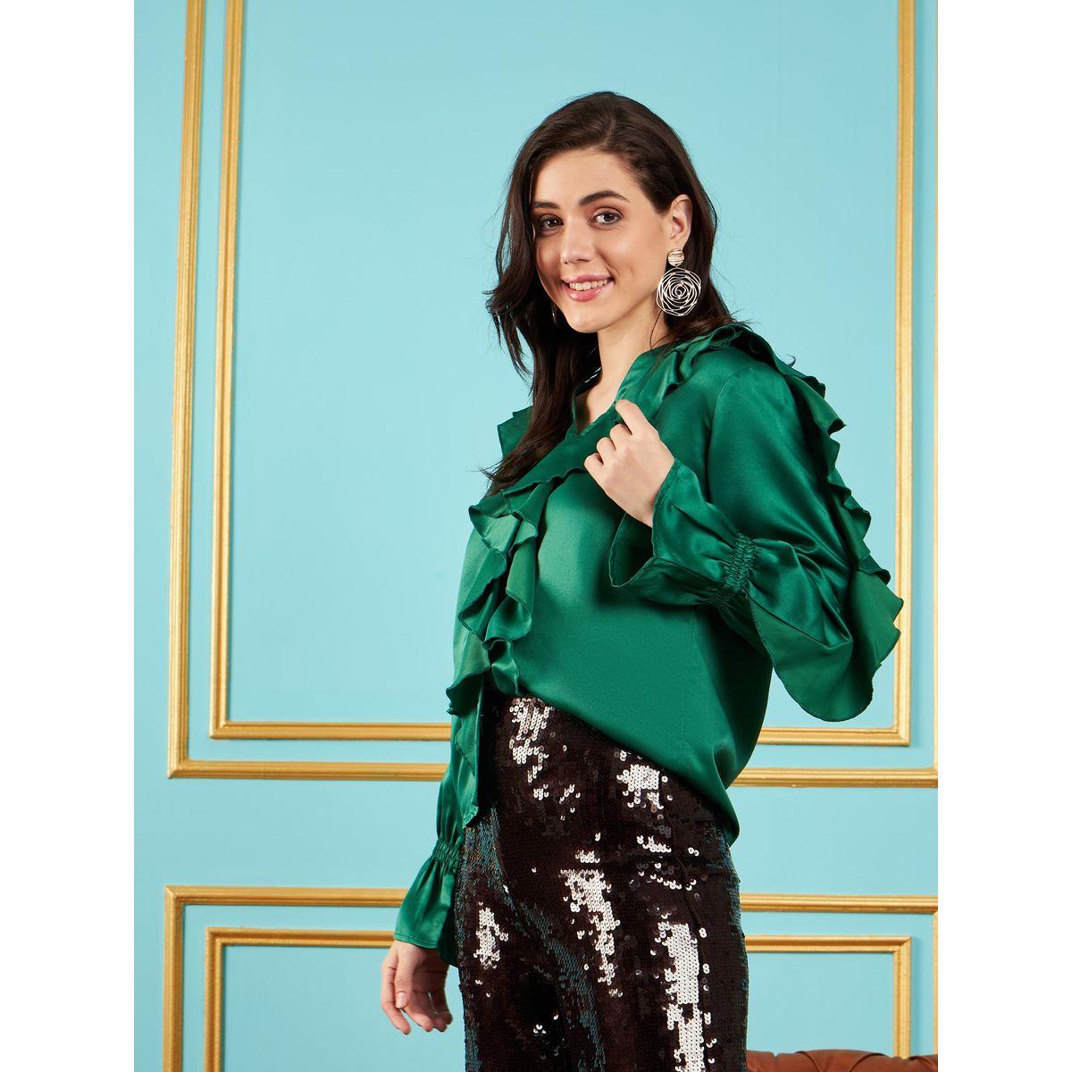 Sassafras X Styli  Frill Detail Satin Top with Long Sleeves-women-clothing-shirtsandblouses-blouses-image-3