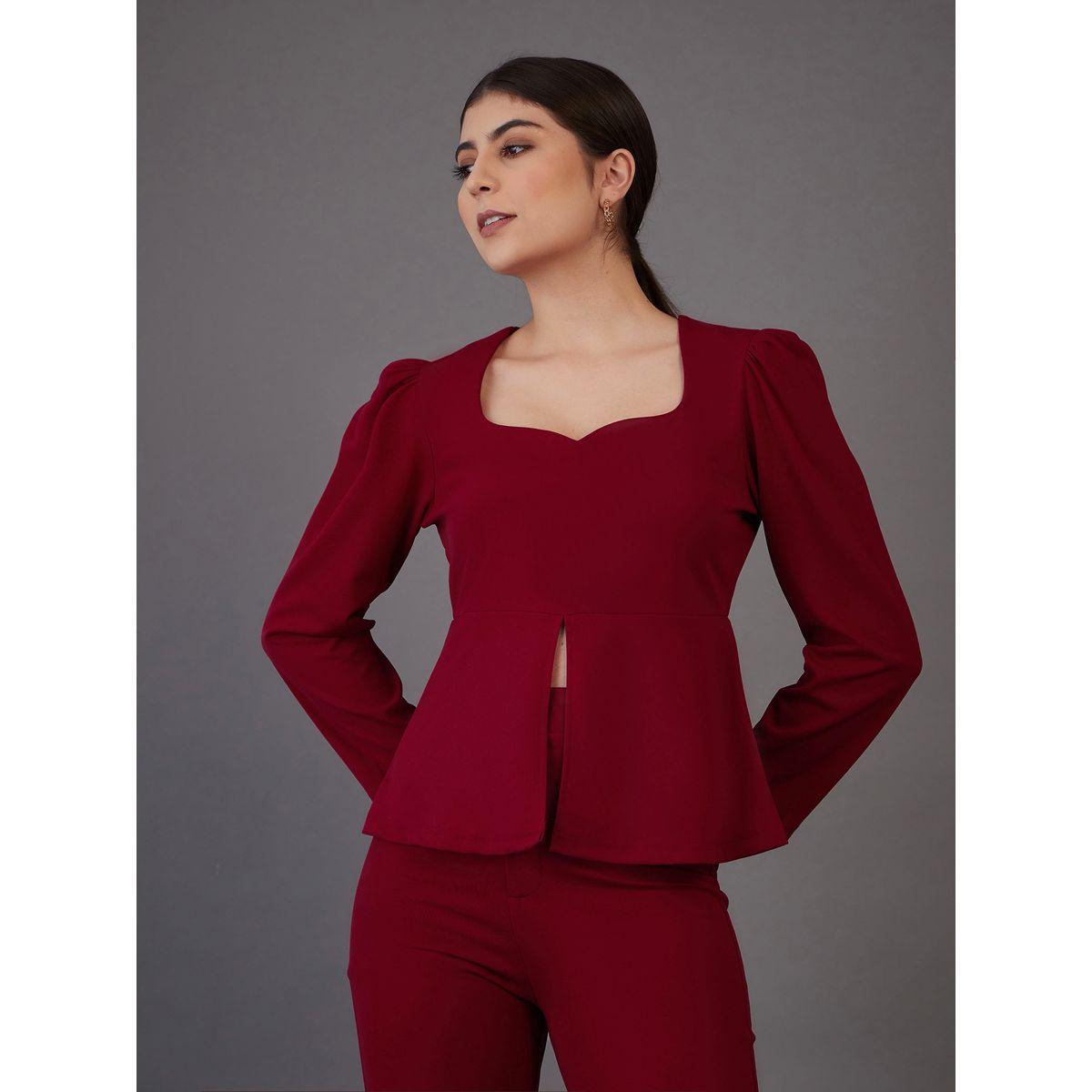 Sassafras X Styli  Sweetheart Neck Peplum Top with Front Slit-women-clothing-shirtsandblouses-blouses-image-1