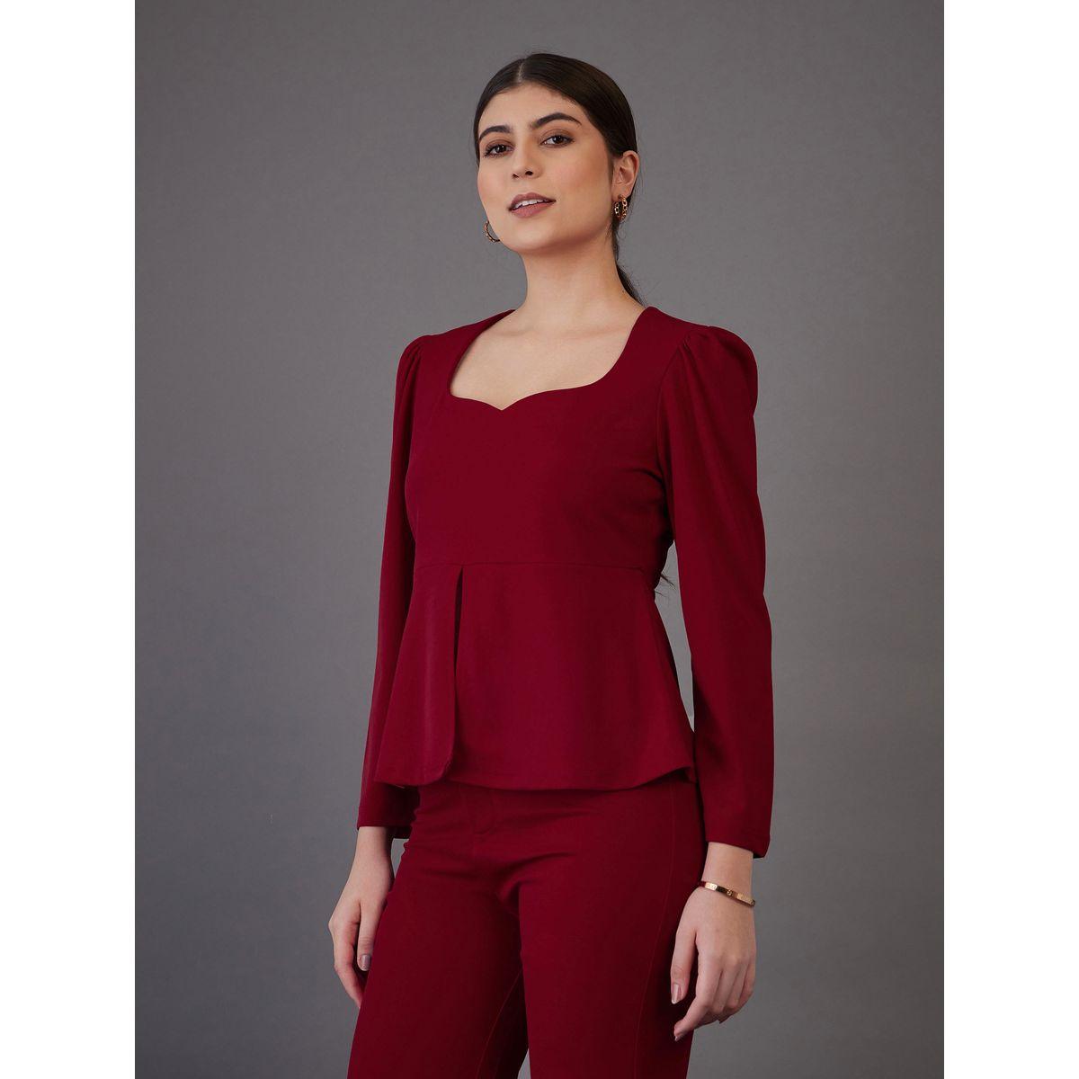 Sassafras X Styli  Sweetheart Neck Peplum Top with Front Slit-women-clothing-shirtsandblouses-blouses-image-3