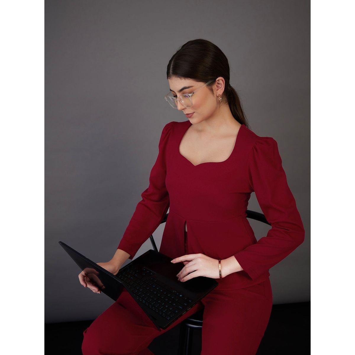 Sassafras X Styli  Sweetheart Neck Peplum Top with Front Slit-women-clothing-shirtsandblouses-blouses-image-6