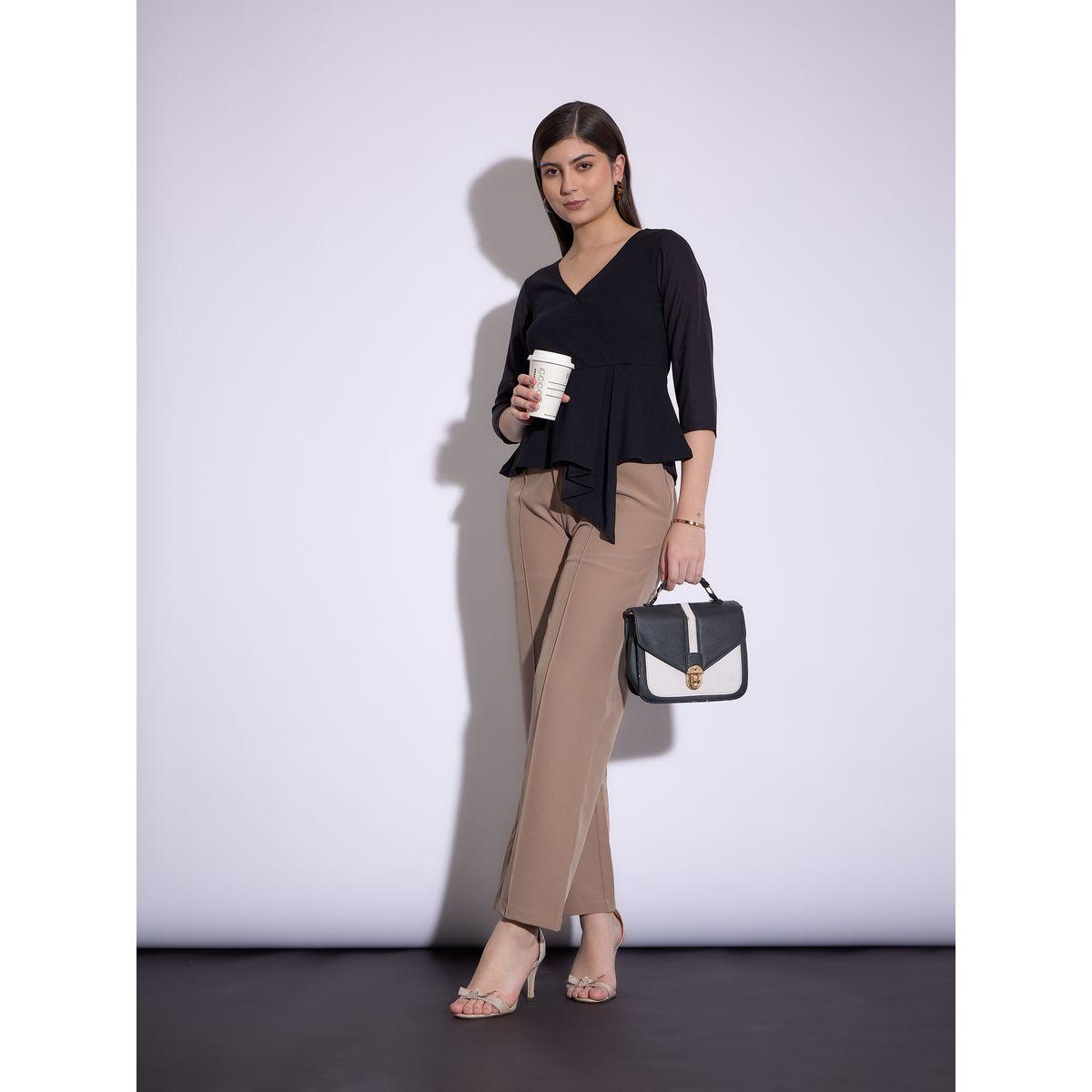 بلوزة بيبلوم بحافة غير متماثلة الطول ساسافراس × ستايلي-women-clothing-shirtsandblouses-blouses-image-2