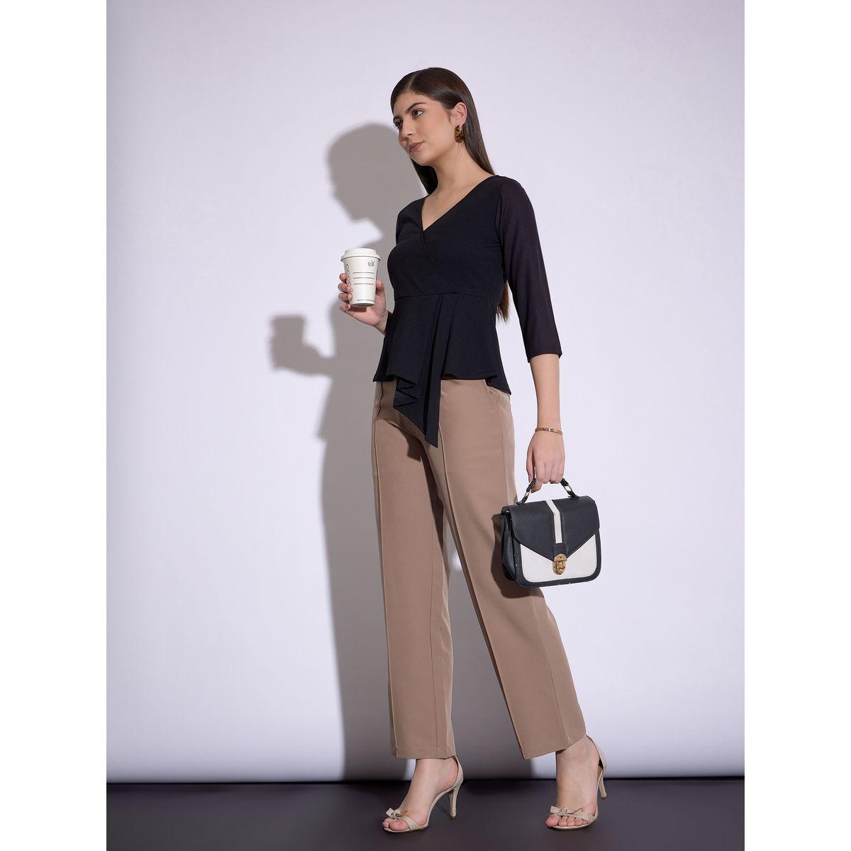 بلوزة بيبلوم بحافة غير متماثلة الطول ساسافراس × ستايلي-women-clothing-shirtsandblouses-blouses-image-6