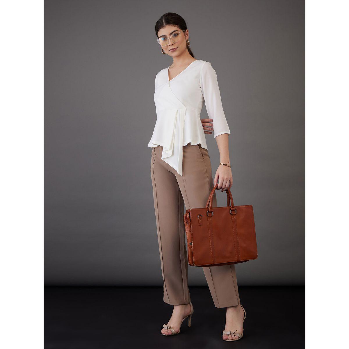 Sassafras X Styli  Asymmetric Hem V Neck Peplum Top-women-clothing-shirtsandblouses-blouses-image-2