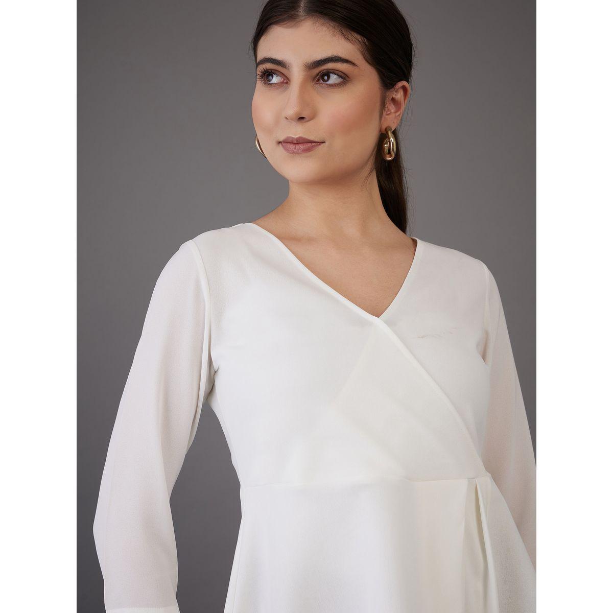 بلوزة بيبلوم بحافة غير متماثلة الطول ساسافراس × ستايلي-women-clothing-shirtsandblouses-blouses-image-4