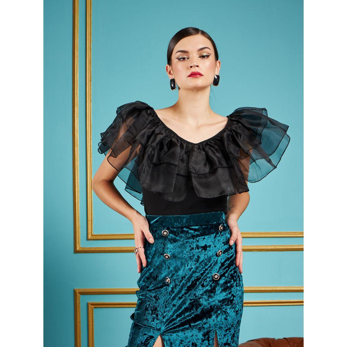 Sassafras X Styli  Frill Detail V Neck Top-women-clothing-shirtsandblouses-blouses-image-1