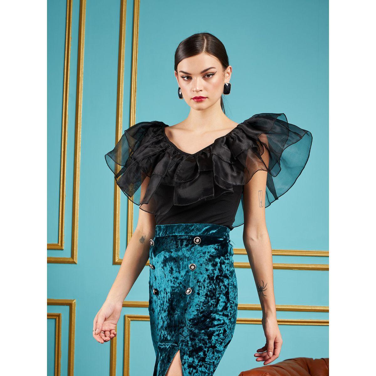 Sassafras X Styli  Frill Detail V Neck Top-women-clothing-shirtsandblouses-blouses-image-3