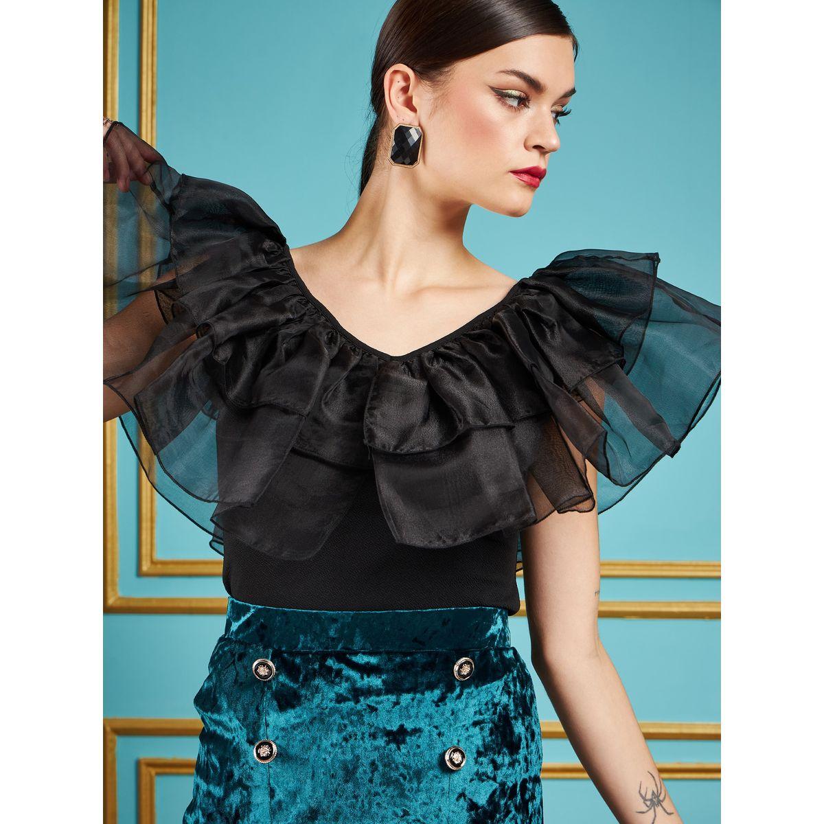 Sassafras X Styli  Frill Detail V Neck Top-women-clothing-shirtsandblouses-blouses-image-4