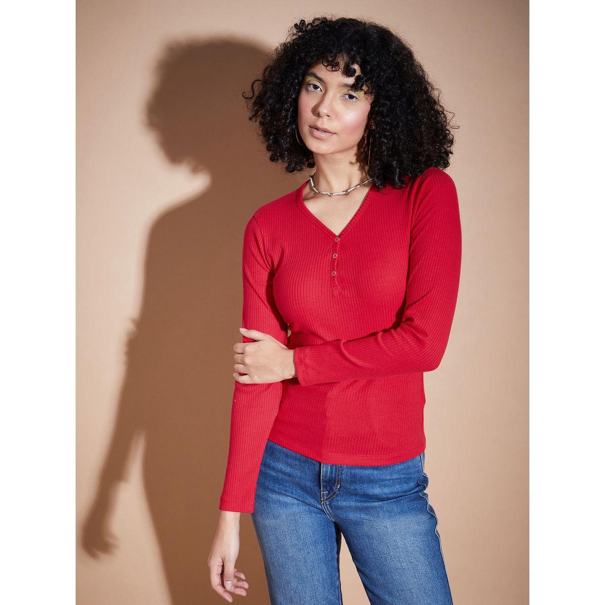 بلوزة مضلعة بقصة عادية مع ازرار ساسافراس × ستايلي-women-clothing-shirtsandblouses-blouses-image-1
