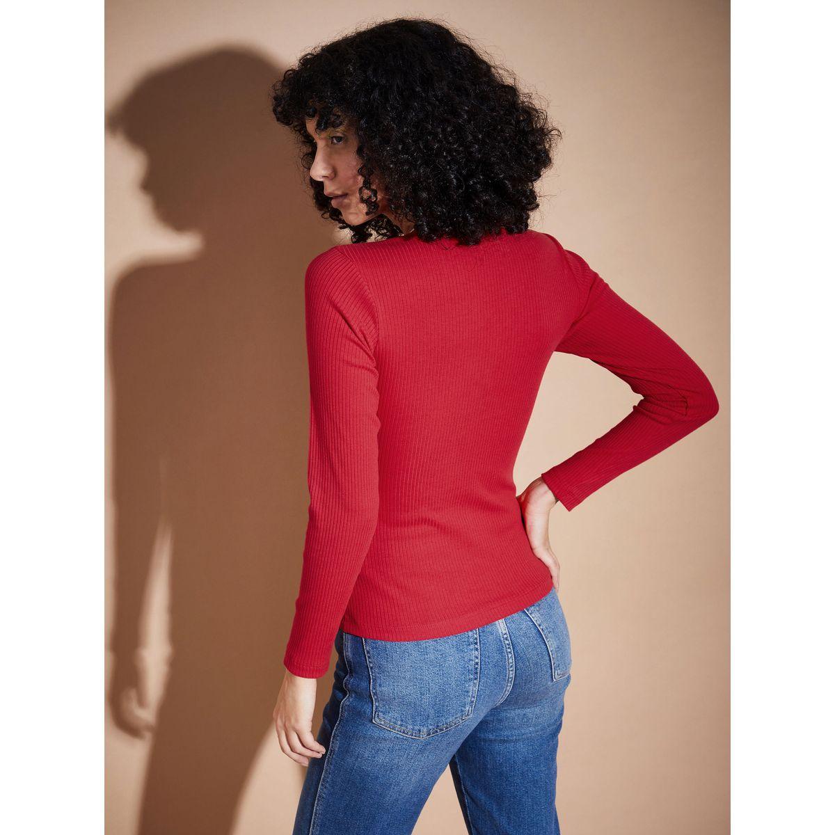 بلوزة مضلعة بقصة عادية مع ازرار ساسافراس × ستايلي-women-clothing-shirtsandblouses-blouses-image-5