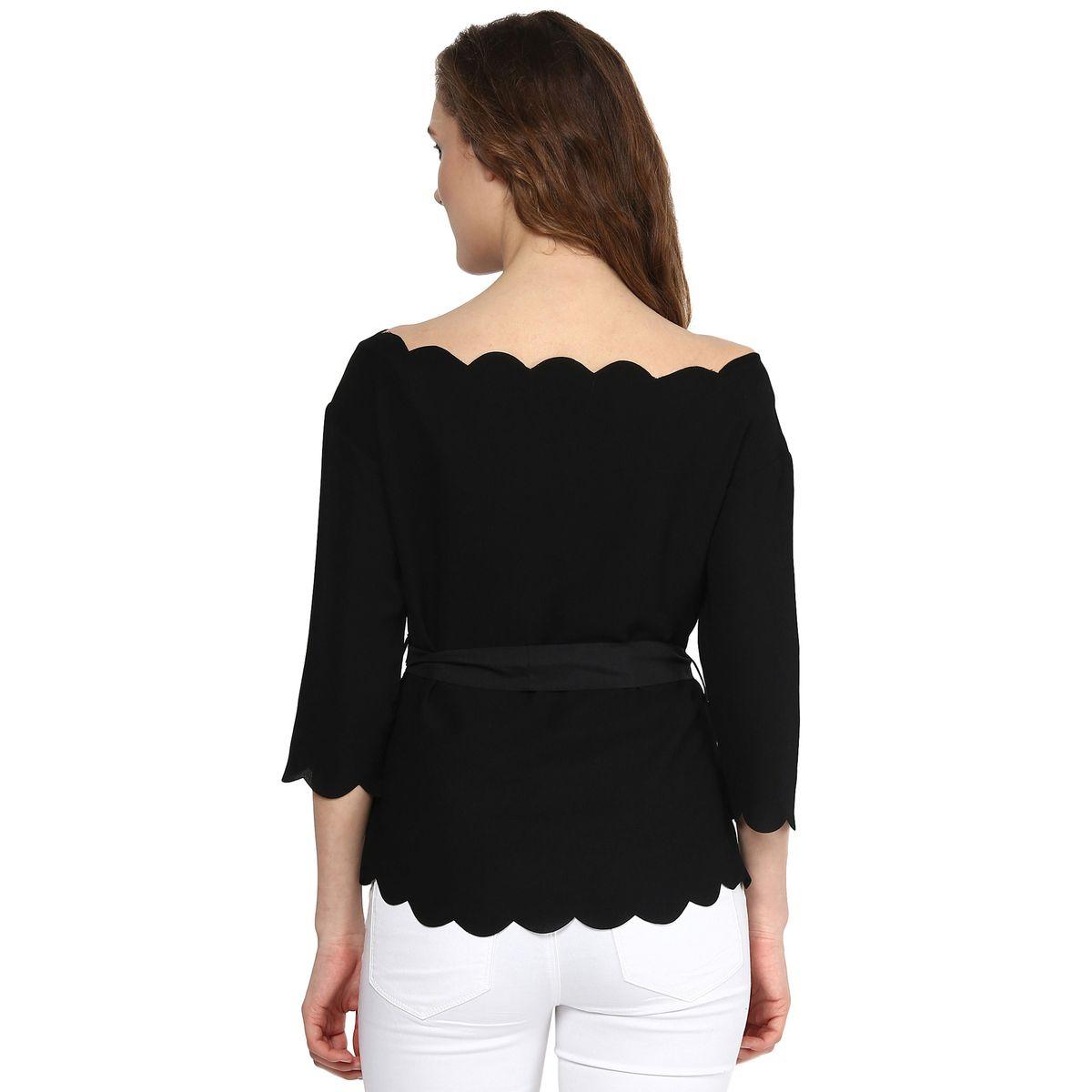 Sassafras X Styli  Scallop Edge Off Shoulder Top with Self Tie Up-women-clothing-shirtsandblouses-blouses-image-3