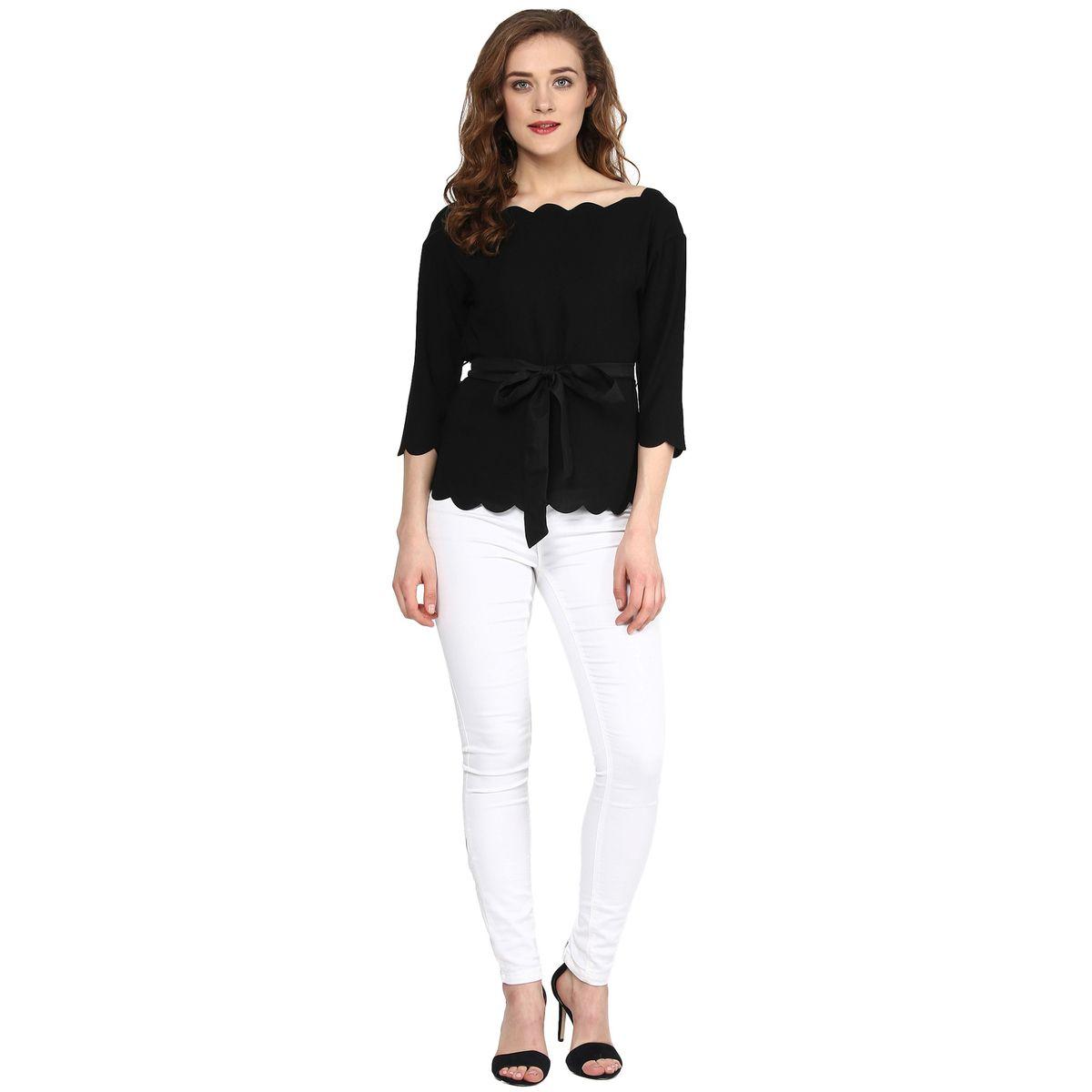 بلوزة باكتاف مكشوفة واربطة ساسافراس × ستايلي-women-clothing-shirtsandblouses-blouses-image-8