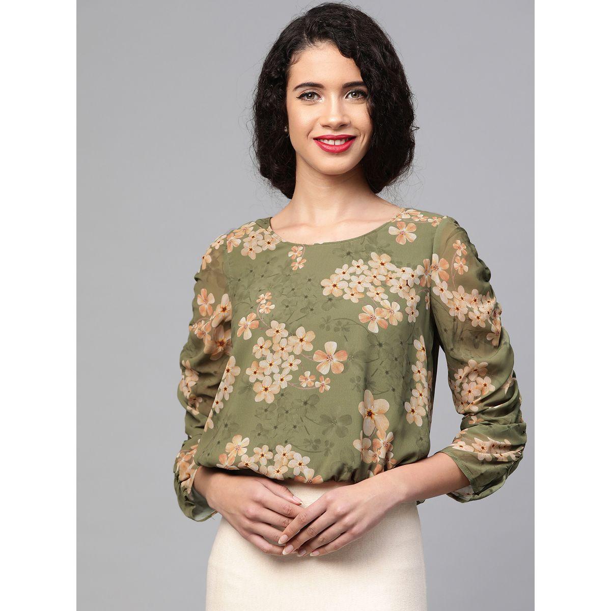 Sassafras X Styli  All Over Floral Print Ruched Sleeve Crop Top-women-clothing-shirtsandblouses-blouses-image-2