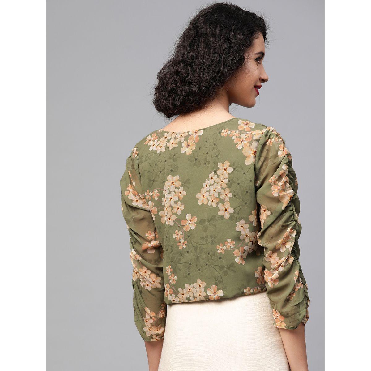 بلوزة قصيرة مطبعة بالكامل بطبعة زهور ساسافراس × ستايلي-women-clothing-shirtsandblouses-blouses-image-3