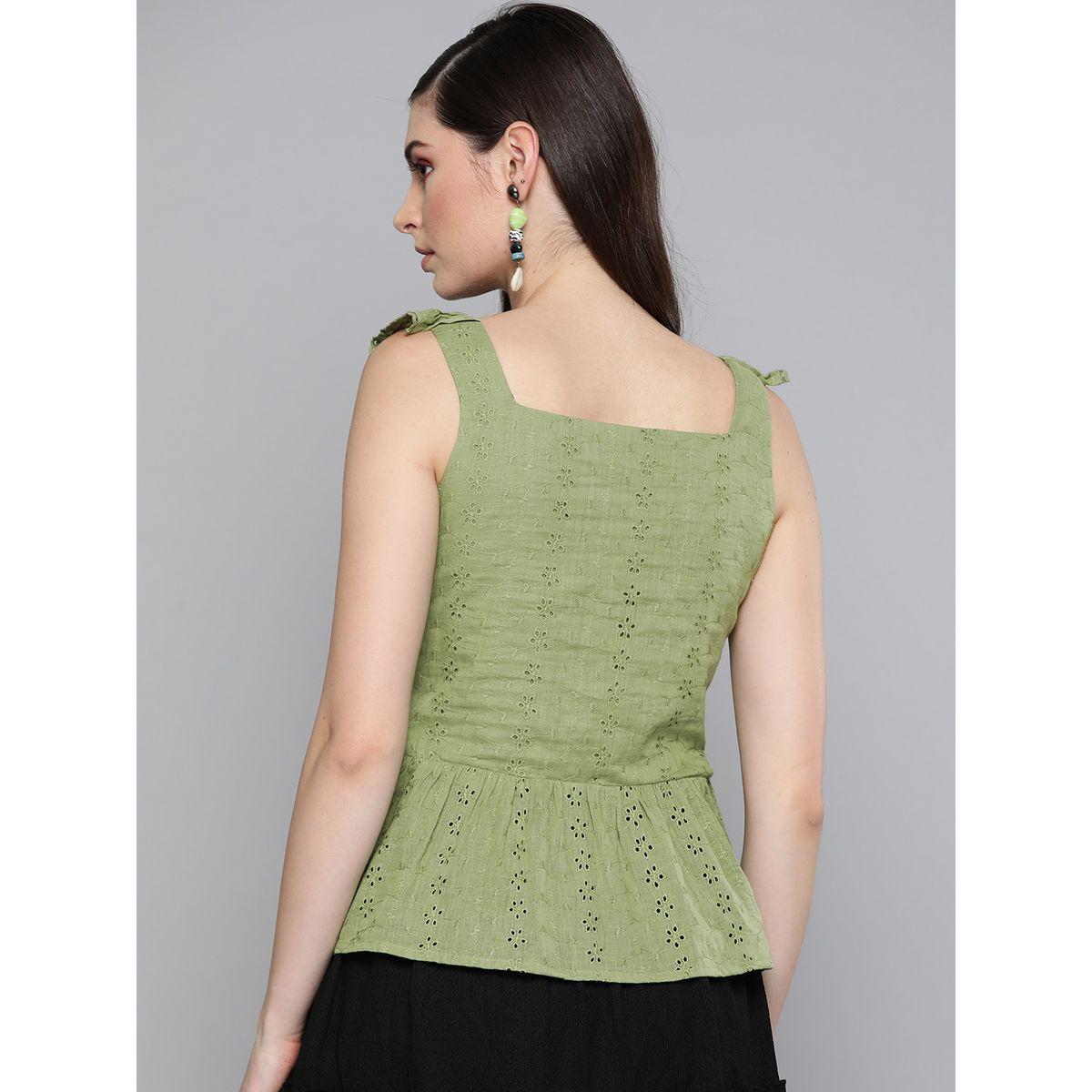 Sassafras X Styli  Schiffli Button Detail Ruffle Sleeves Peplum Top-women-clothing-shirtsandblouses-blouses-image-3