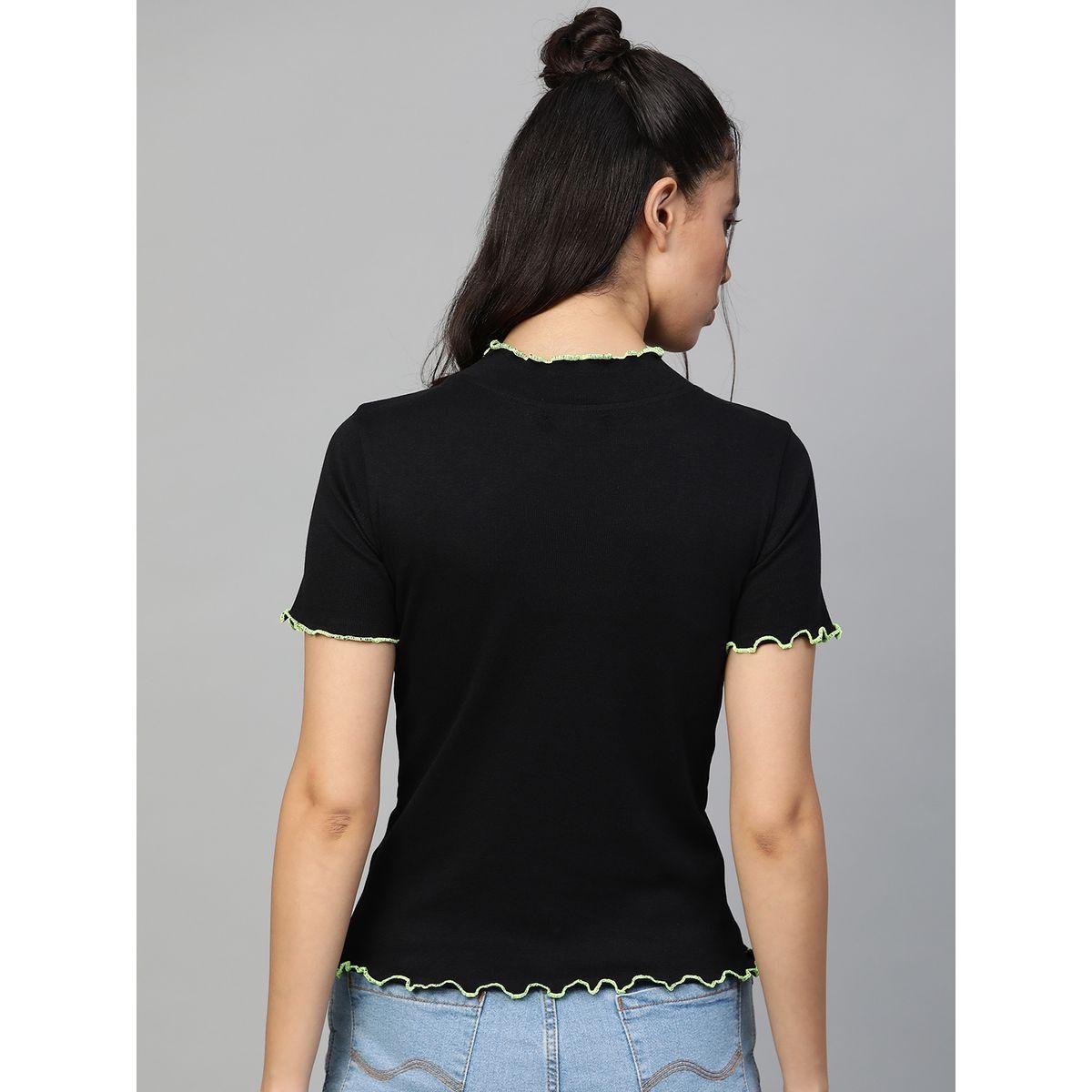 Sassafras X Styli  Ribbed Contrast Stitch Trim High Neck Top-women-clothing-shirtsandblouses-blouses-image-3