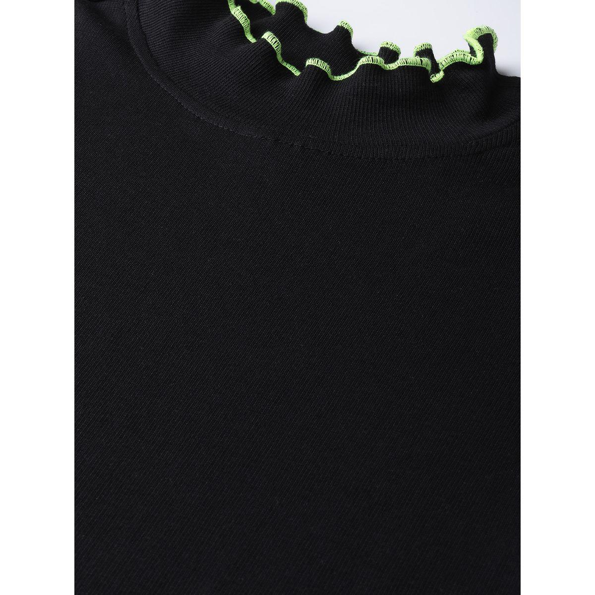 Sassafras X Styli  Ribbed Contrast Stitch Trim High Neck Top-women-clothing-shirtsandblouses-blouses-image-5