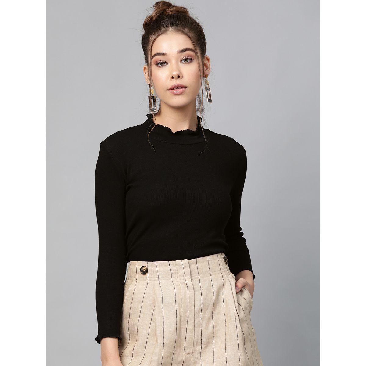 Sassafras X Styli  Ribbed High Neck Top with Long Sleeves-women-clothing-shirtsandblouses-blouses-image-1