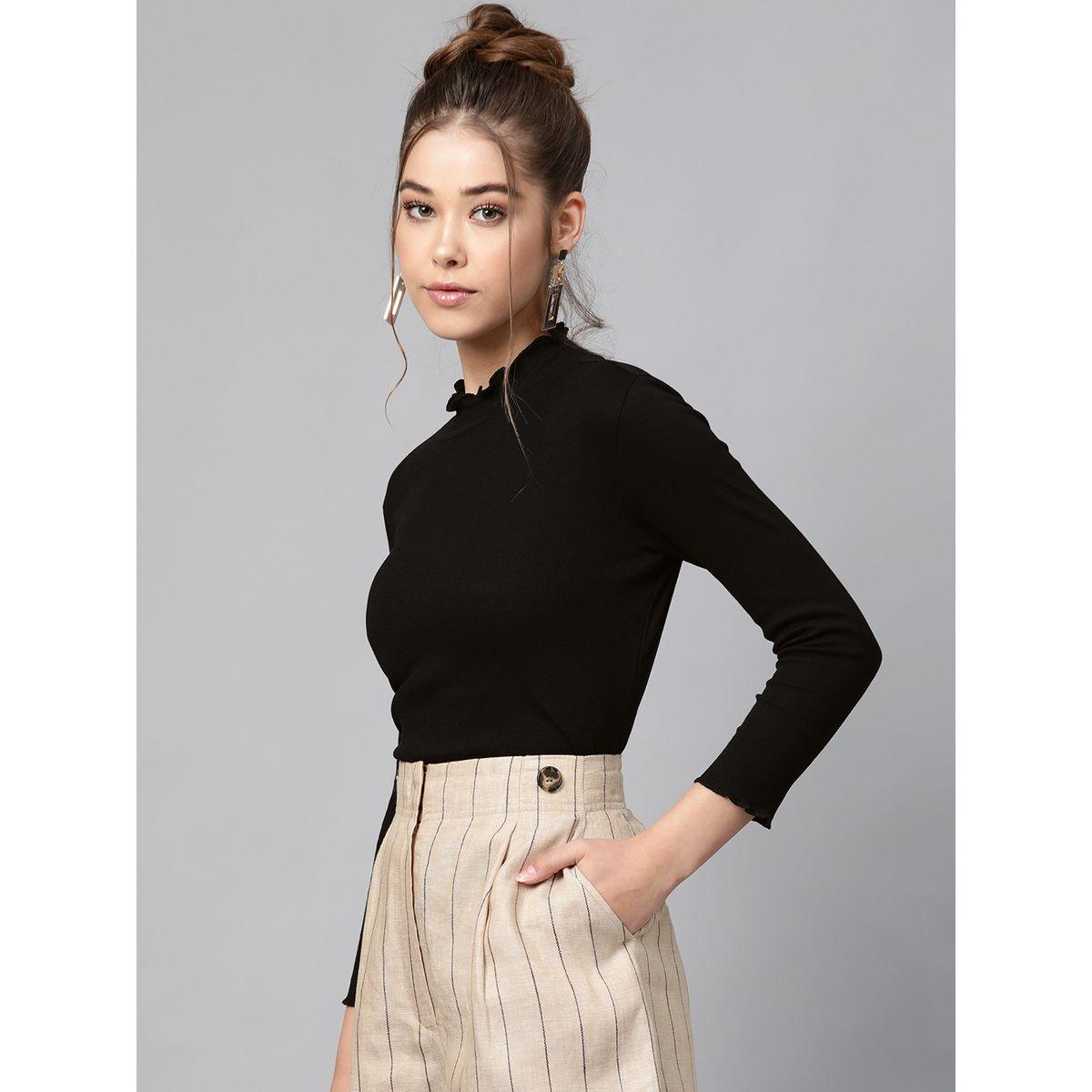 Sassafras X Styli  Ribbed High Neck Top with Long Sleeves-women-clothing-shirtsandblouses-blouses-image-2