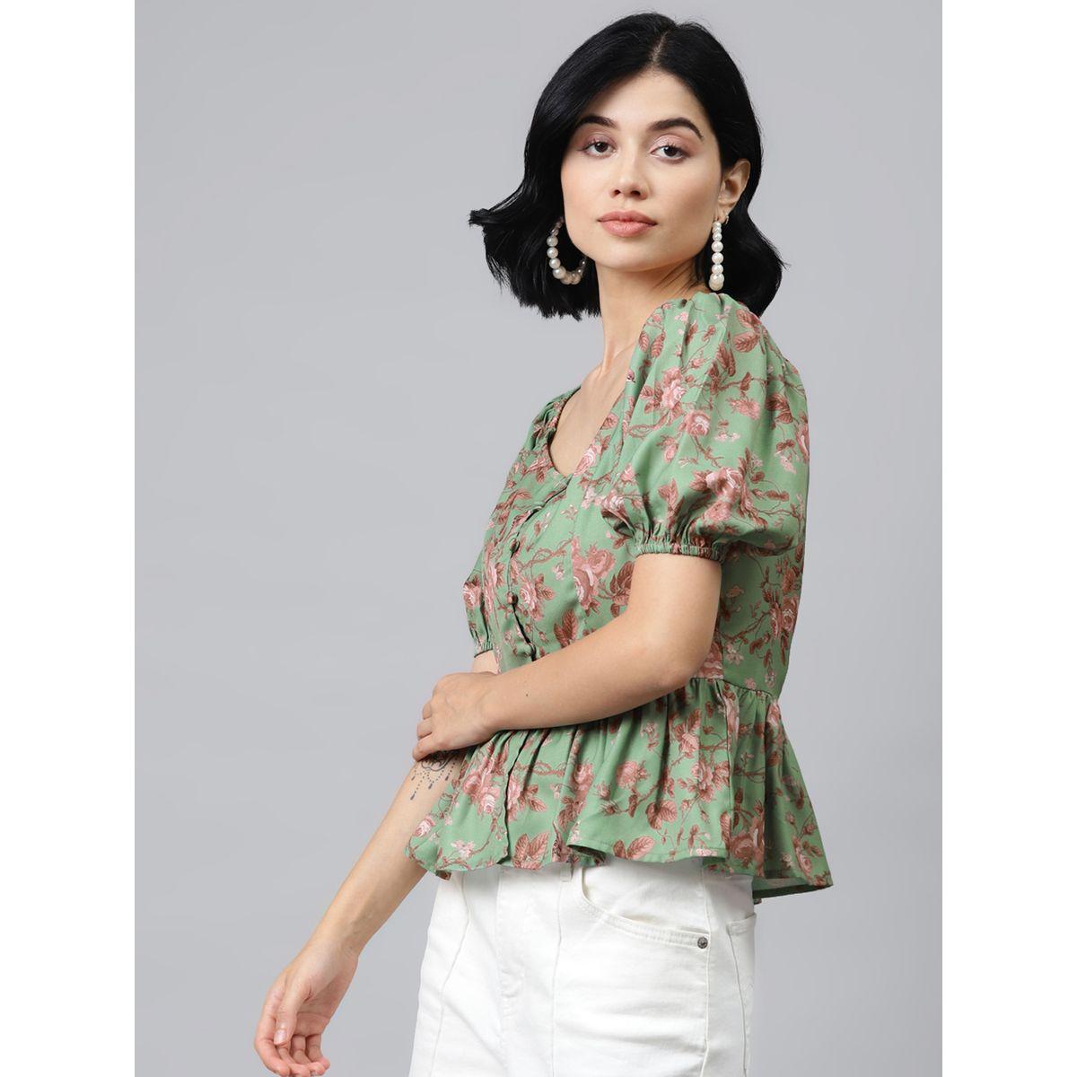 بلوزة بيبلوم مطبعة بزهور مع ازرار ساسافراس × ستايلي-women-clothing-shirtsandblouses-blouses-image-2