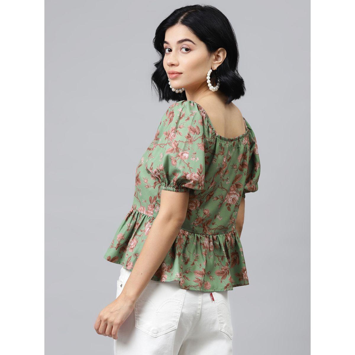 بلوزة بيبلوم مطبعة بزهور مع ازرار ساسافراس × ستايلي-women-clothing-shirtsandblouses-blouses-image-3