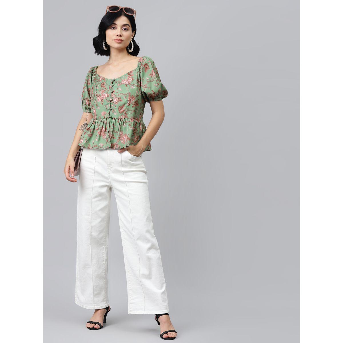 Sassafras X Styli  Floral Print Front Button Detail Peplum Top-women-clothing-shirtsandblouses-blouses-image-4