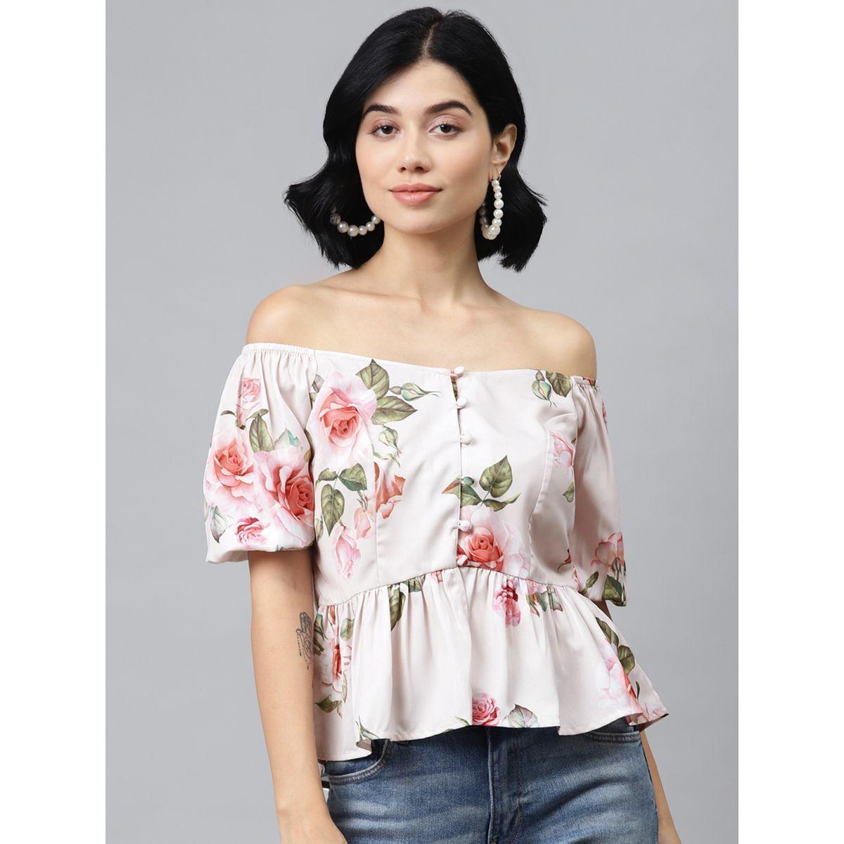 Sassafras X Styli  Floral Print Front Button Detail Peplum Top-women-clothing-shirtsandblouses-blouses-image-1