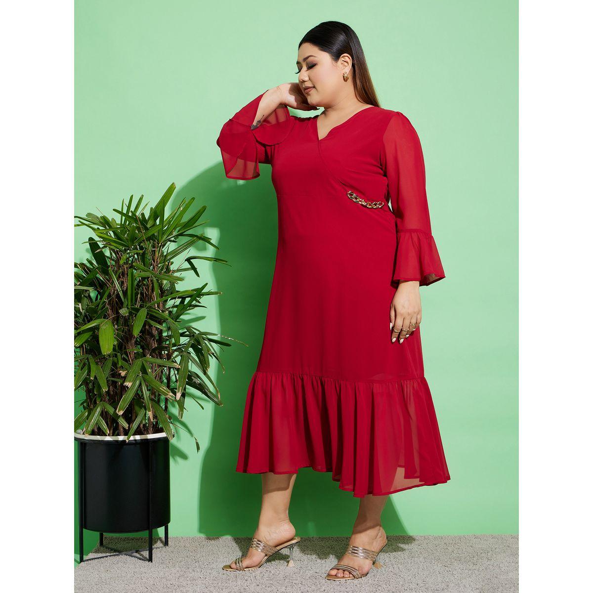 فستان بنمط لف وكسرات مع بنطال بارجل واسعة ساسافراس × ستايلي-women-clothing-dresses-image-3