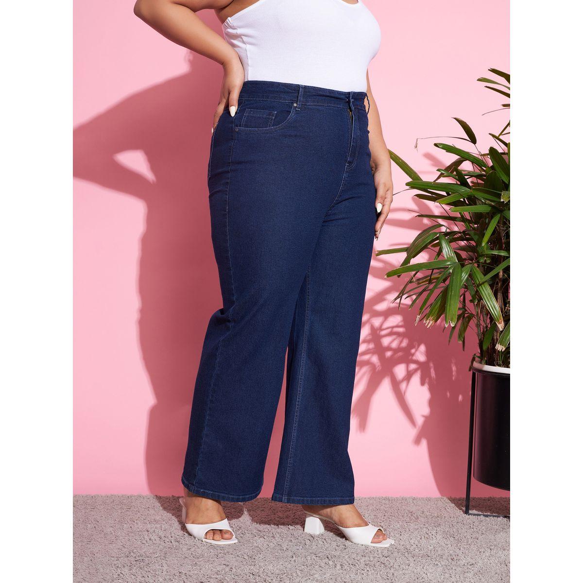 جينز بمقاس كبير وحافة بنمط جرس ساسافراس × ستايلي-women-clothing-bottoms-jeans-image-5