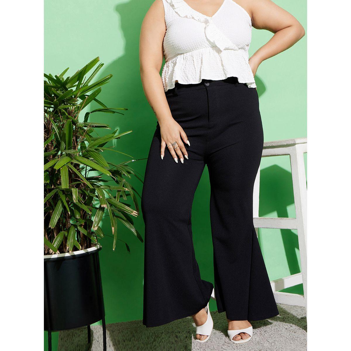Sassafras X Styli  Plus Mid Rise Pleated Flared Pants-women-clothing-bottoms-trousers-image-1