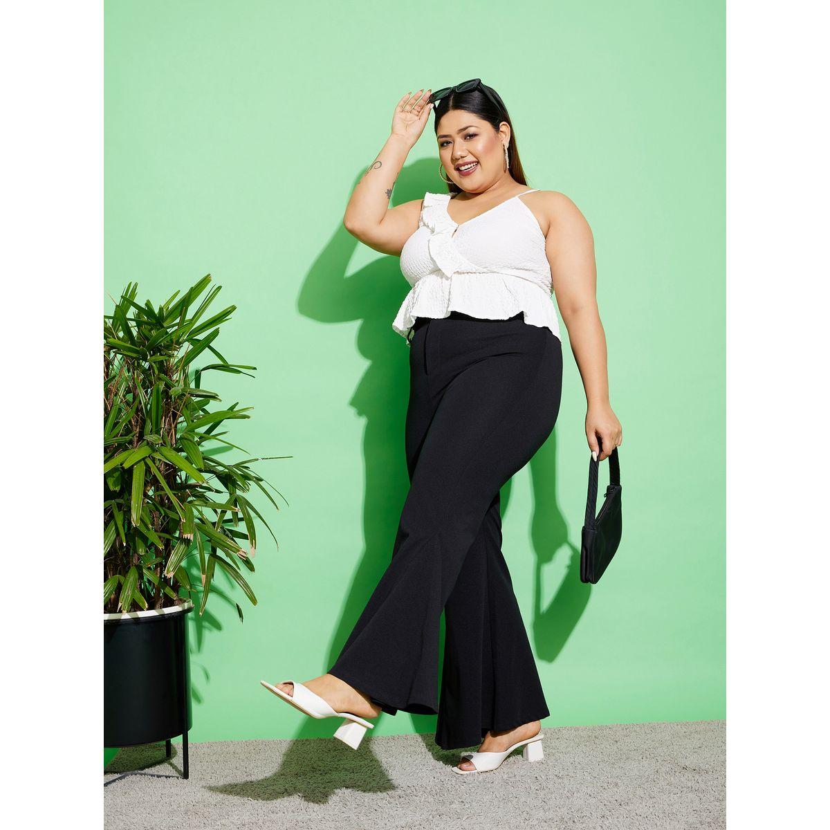 Sassafras X Styli  Plus Mid Rise Pleated Flared Pants-women-clothing-bottoms-trousers-image-2