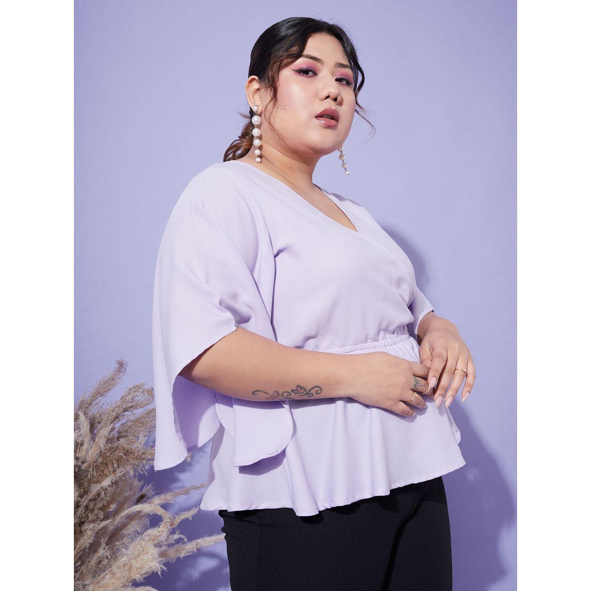 Sassafras X Styli  Plus Solid Wrap Top with Bell Sleeves-women-clothing-shirtsandblouses-blouses-image-4