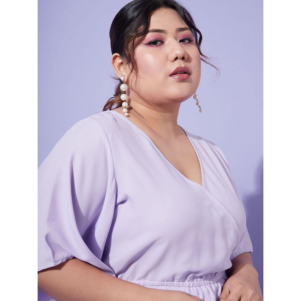 Sassafras X Styli  Plus Solid Wrap Top with Bell Sleeves-women-clothing-shirtsandblouses-blouses-image-5