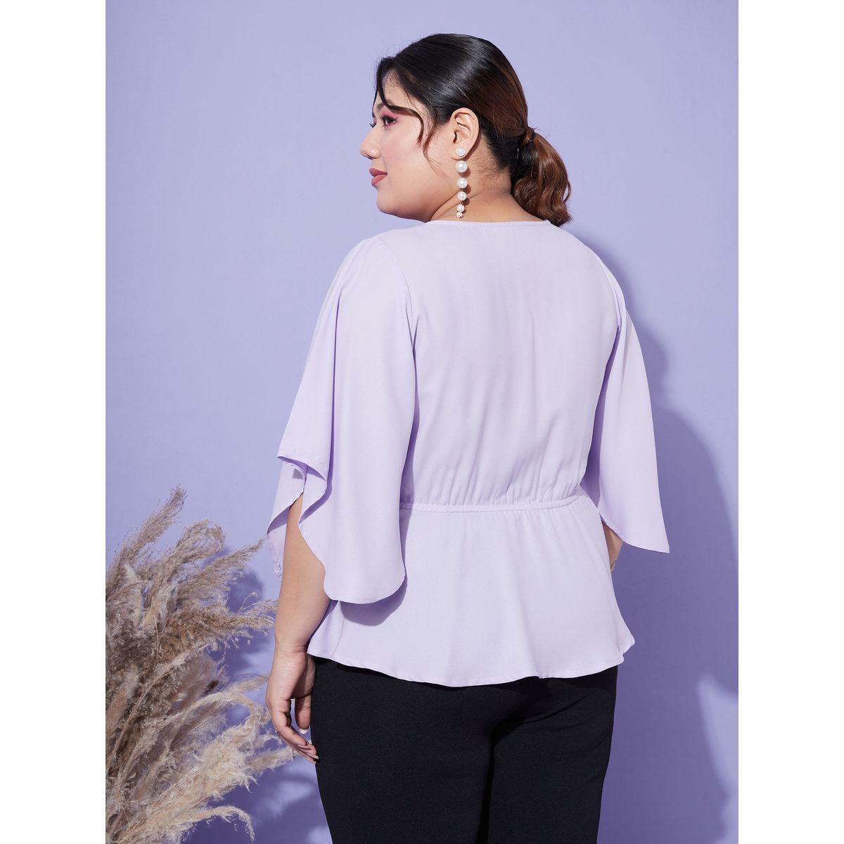 Sassafras X Styli  Plus Solid Wrap Top with Bell Sleeves-women-clothing-shirtsandblouses-blouses-image-6