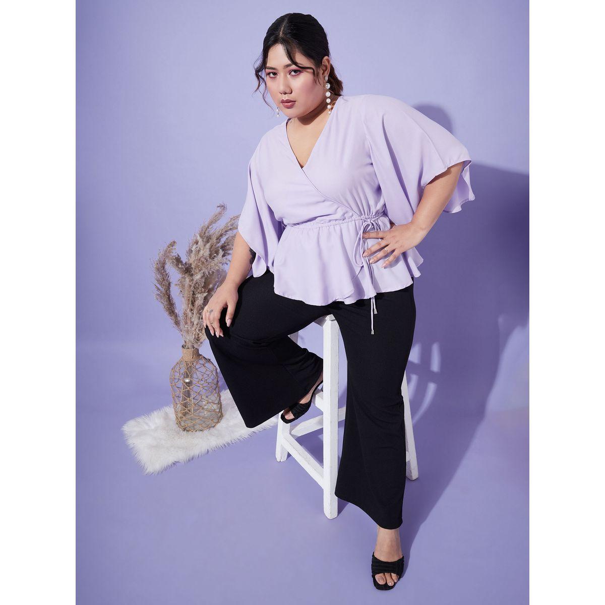 Sassafras X Styli  Plus Solid Wrap Top with Bell Sleeves-women-clothing-shirtsandblouses-blouses-image-7