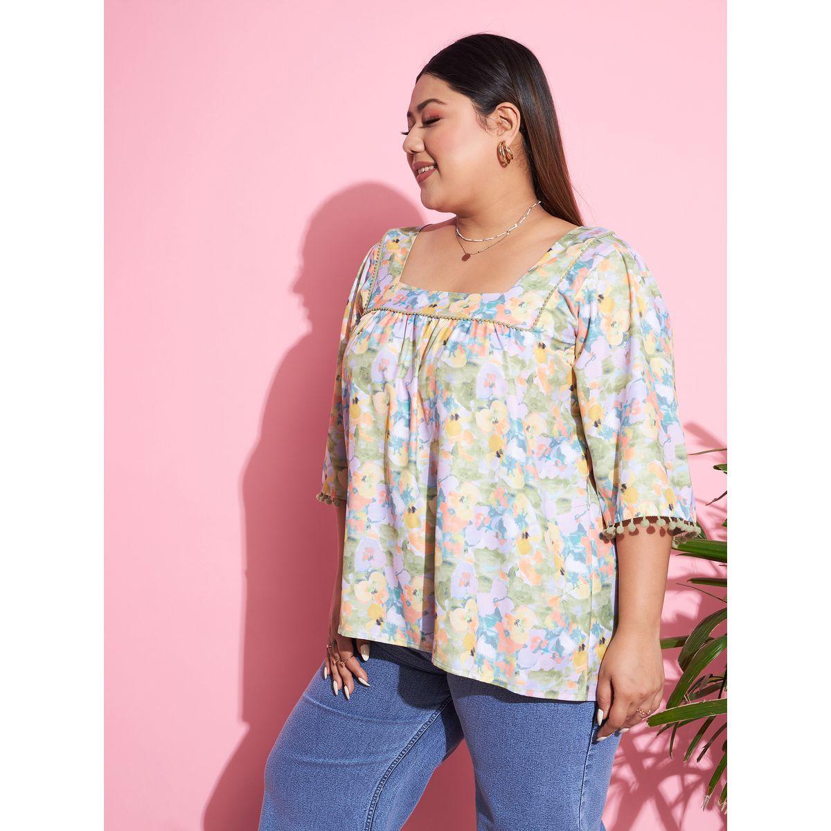 Sassafras X Styli  Plus Floral Print Square Neck Top-women-clothing-shirtsandblouses-blouses-image-3