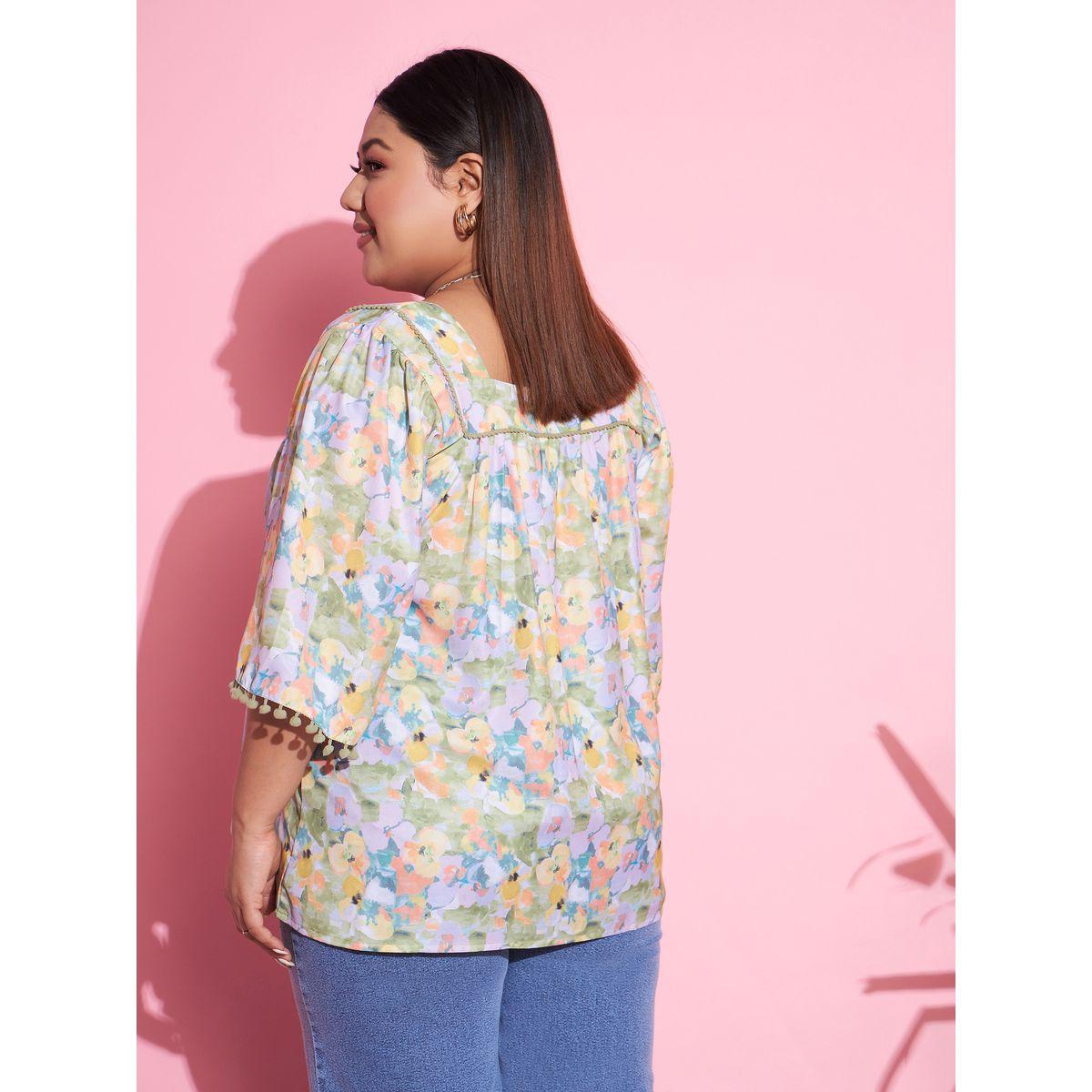 Sassafras X Styli  Plus Floral Print Square Neck Top-women-clothing-shirtsandblouses-blouses-image-5