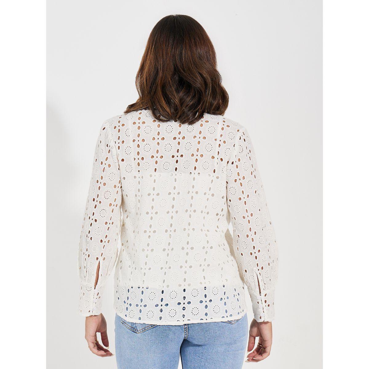 Styli Schiffli Button Placket Shirt & Inner Cami Set-women-clothing-shirtsandblouses-shirts-image-4