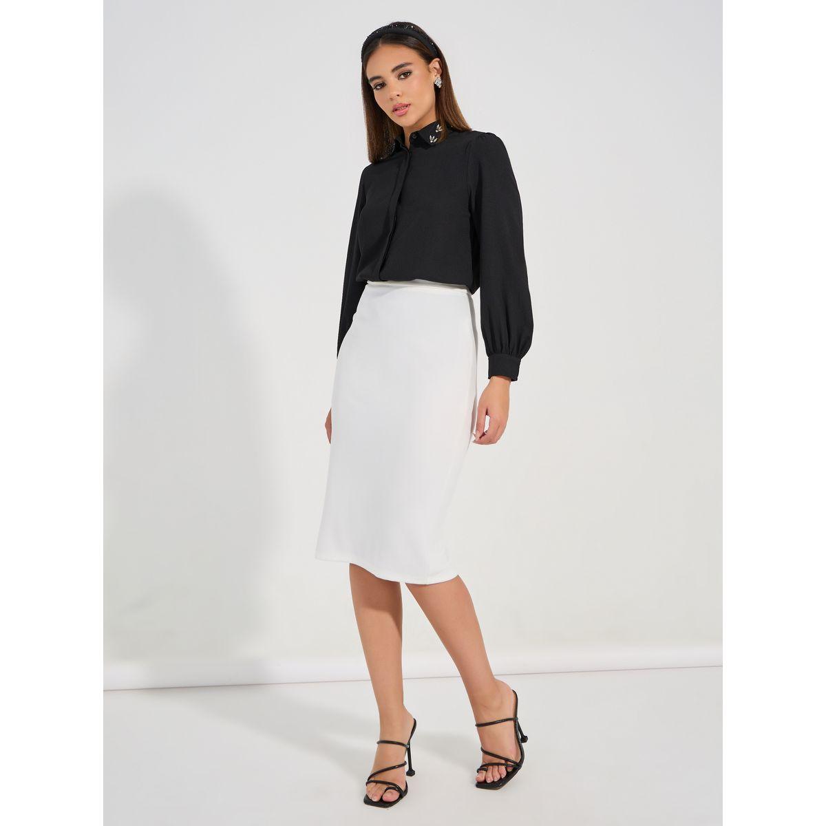 بلوزة منسوجة بياقة منمقة مع ازرار مخفية-women-clothing-shirtsandblouses-shirts-image-2
