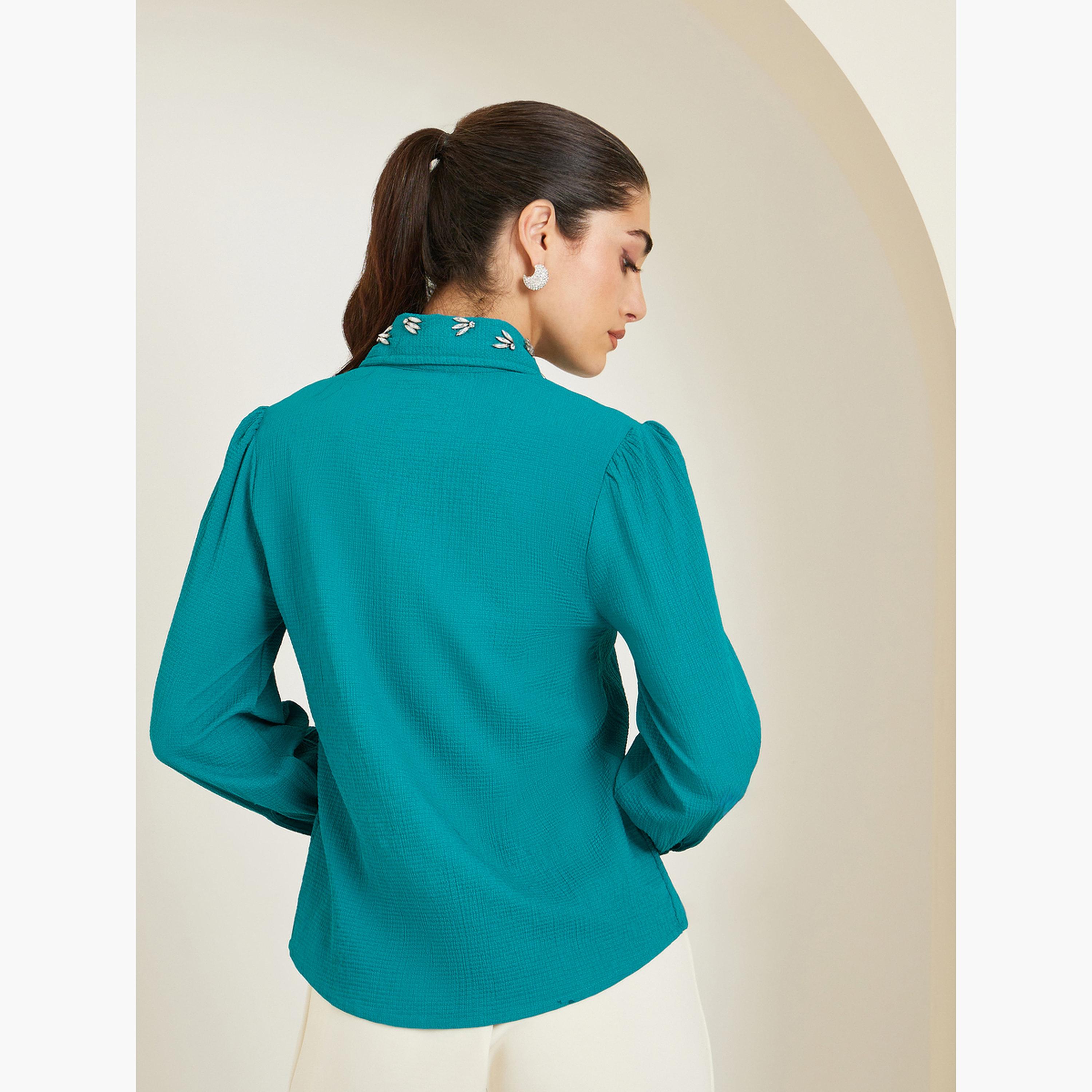 قميص كريب بياقة مزينة-women-clothing-shirtsandblouses-shirts-image-6