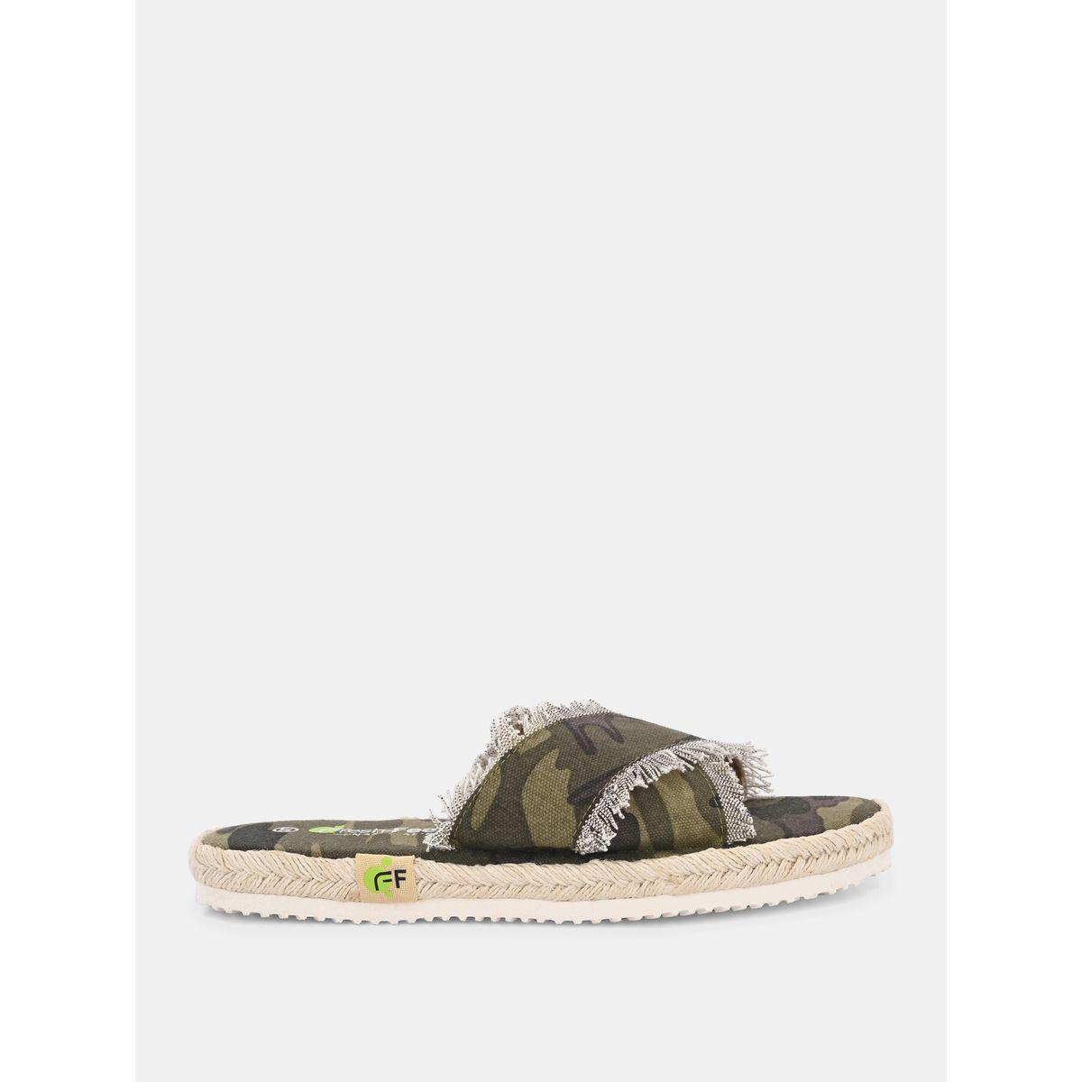 Fresh Feet X Styli  Frayed Trim Cross Strap  Camo Print Flat Sandal-women-shoes-sandals-flats-image-6