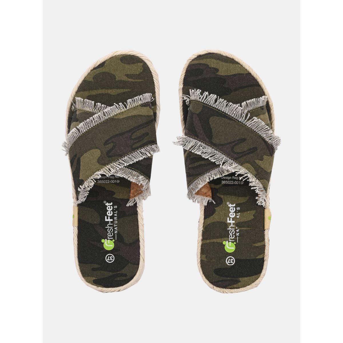 Fresh Feet X Styli  Frayed Trim Cross Strap  Camo Print Flat Sandal-women-shoes-sandals-flats-image-8