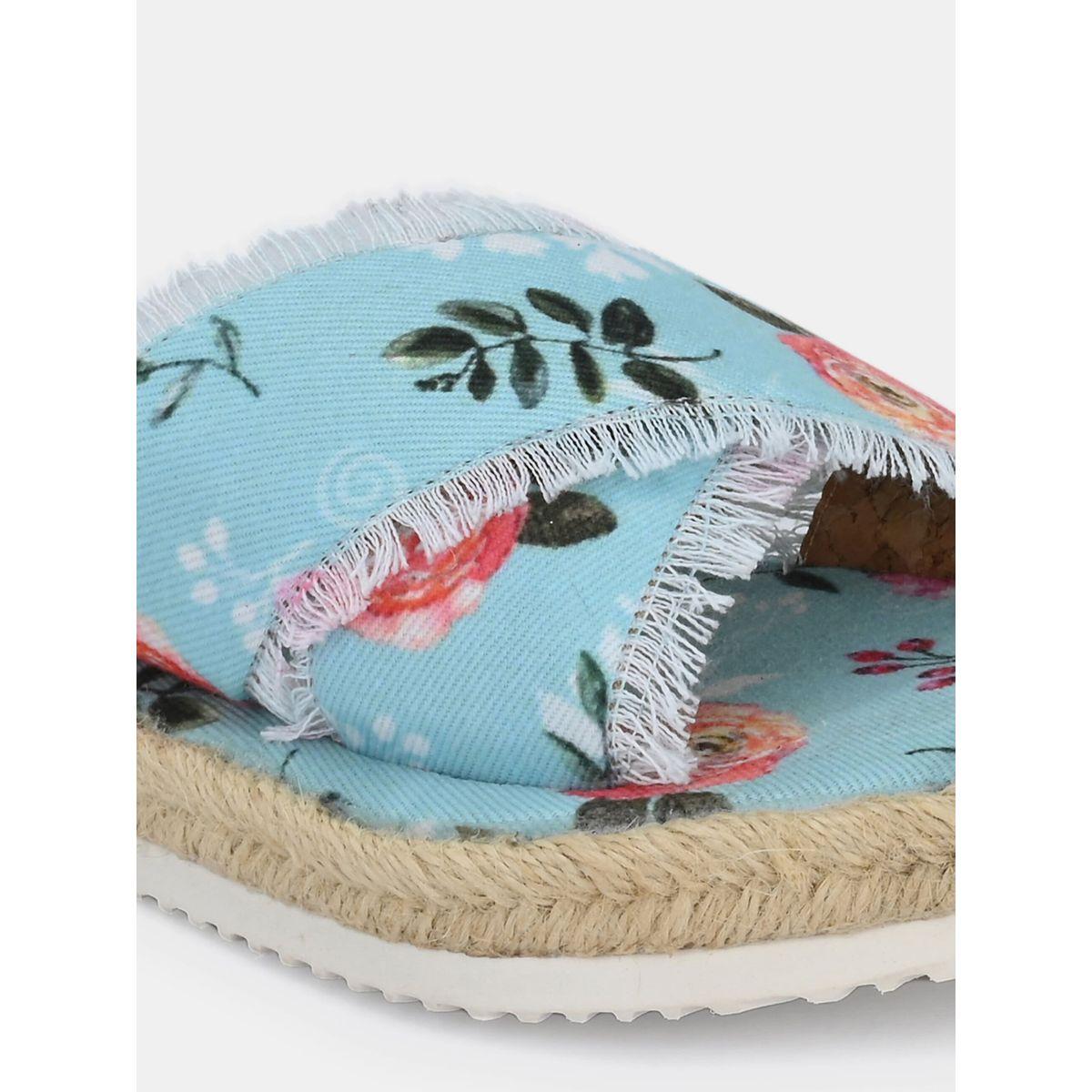 Fresh Feet X Styli  Frayed Trim Cross Strap Floral Print Flat Sandal-women-shoes-sandals-flats-image-3