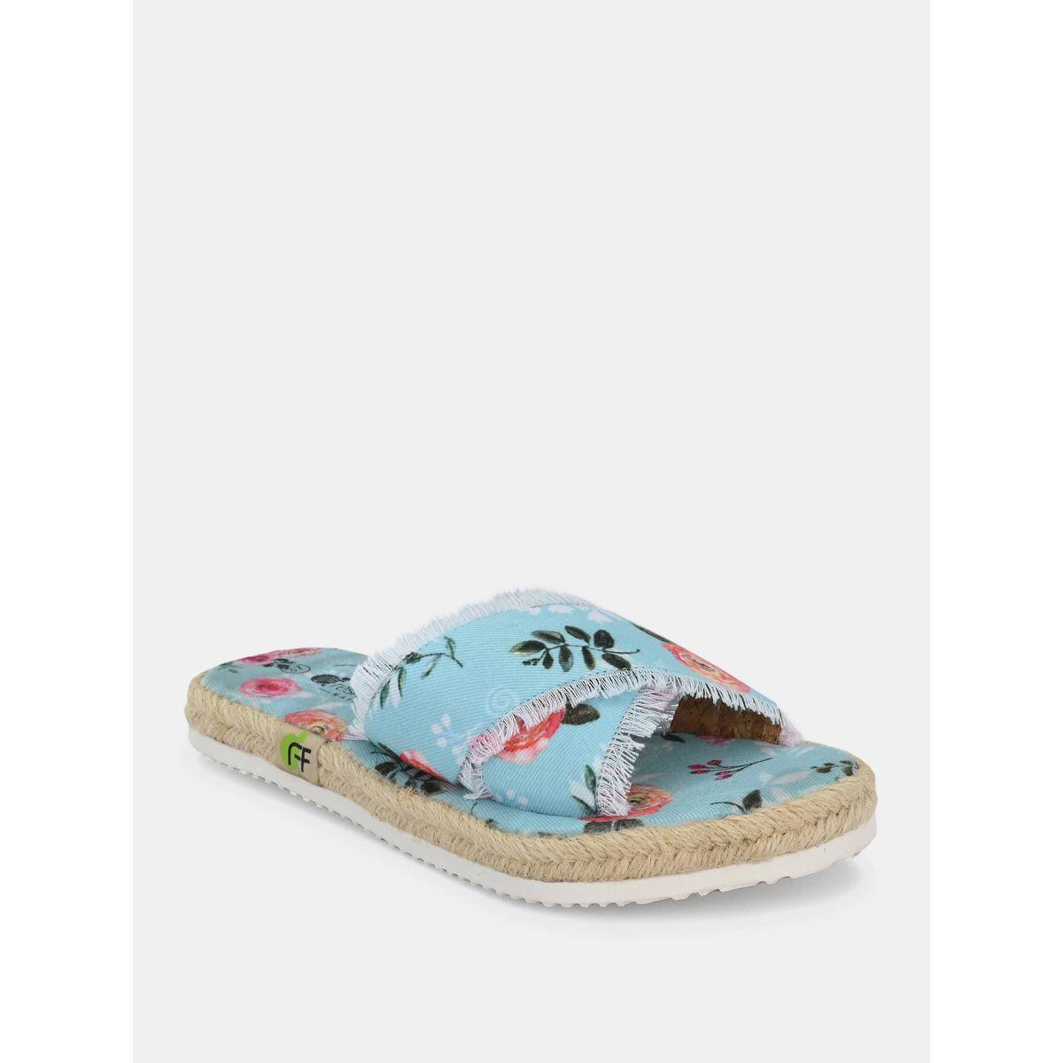 Fresh Feet X Styli  Frayed Trim Cross Strap Floral Print Flat Sandal-women-shoes-sandals-flats-image-5